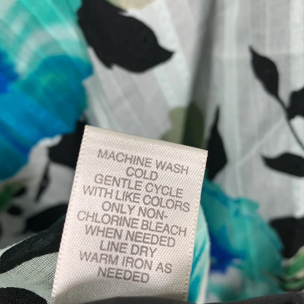 Avenue Dress Blue Black Midi Floral 18 Lined Sleeveless V-Neck Back Zipper - Picture 15 of 16